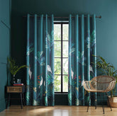 Teal Heron Readymade Curtains